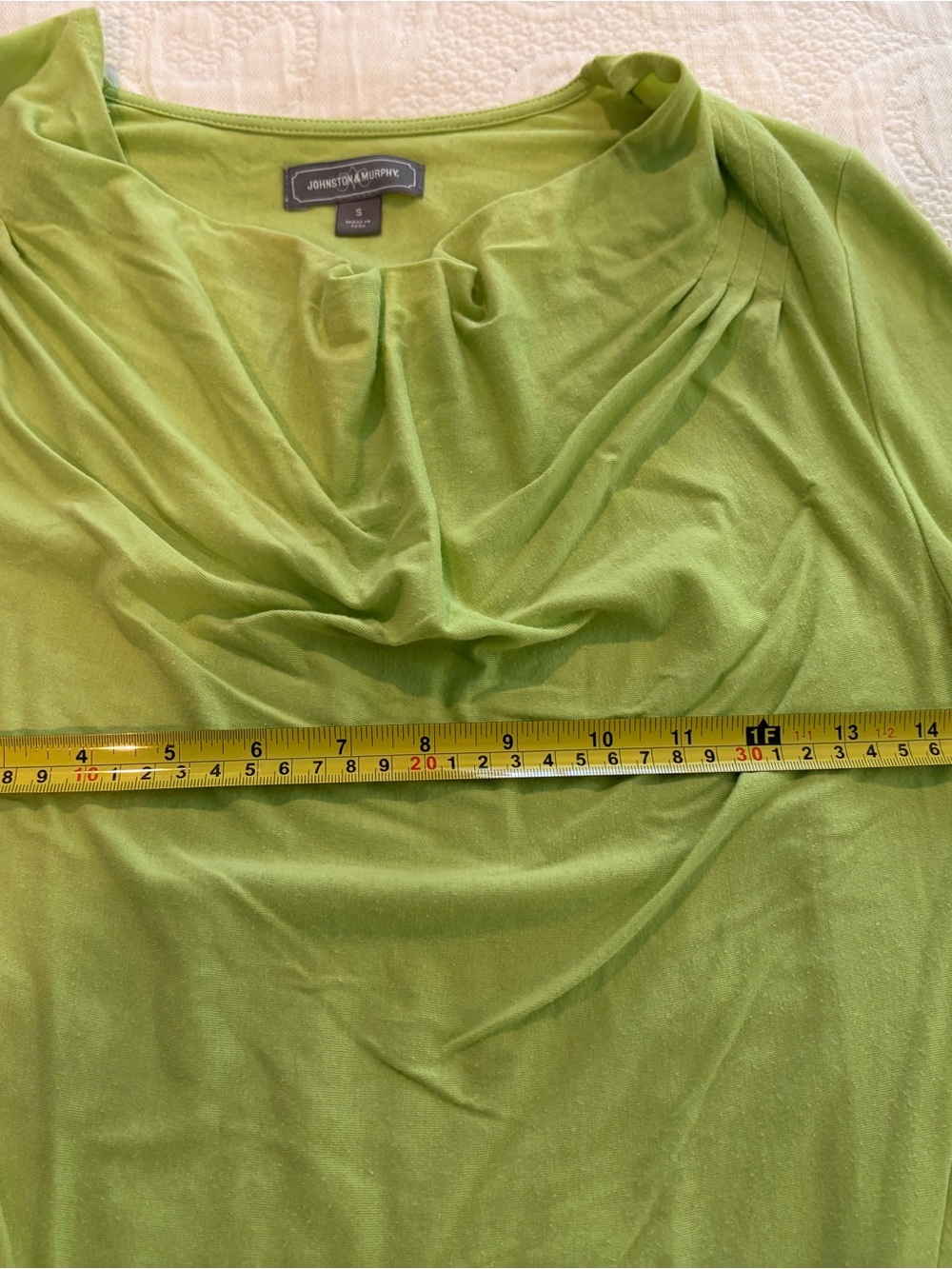 Johnston & Murphy Women's Lime Green Draped Neck Blouse